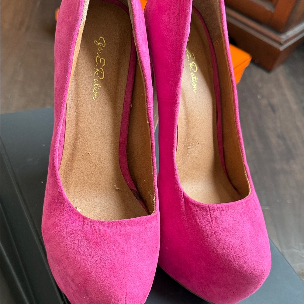 J.Renee Vibrant Pink Suede Heels